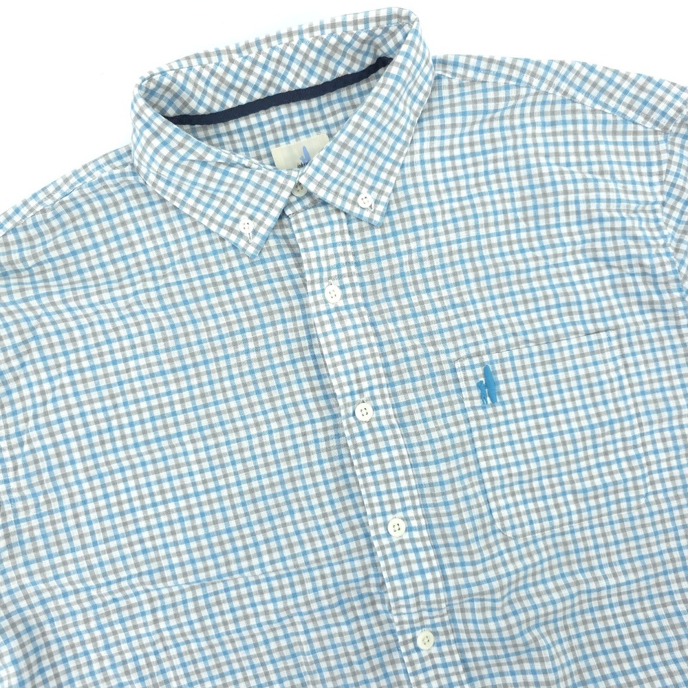 Johnnie-O Hangin Out Shirt Mens Large Cotton Check Long Sleeve Button Up Casual